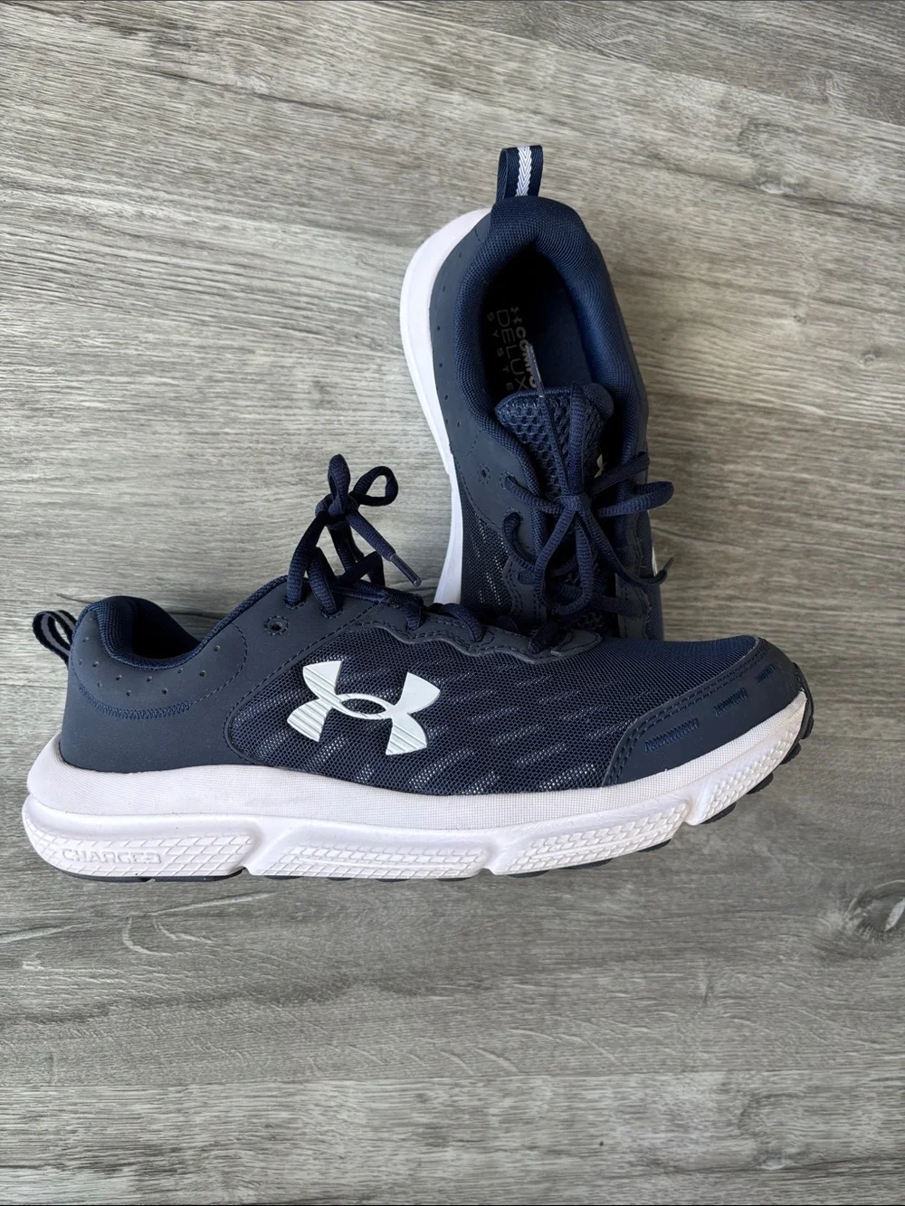 Under Armour Mens Navy and White Running Sneakers